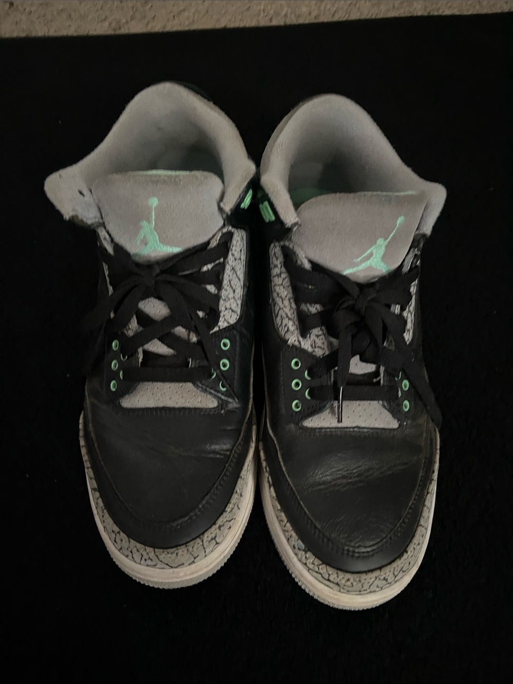 Jordan Kids Black & Gray Sneakers with Mint Jumpman